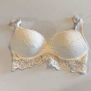 Victoria Secrets Pink Elegant White Lace Push-up Bralette Size S